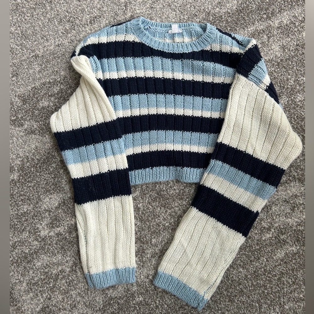 Garage Striped Blue and Cream Women's Sweater